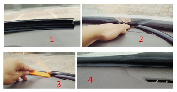 The Step of installation to rubber windshield strip5